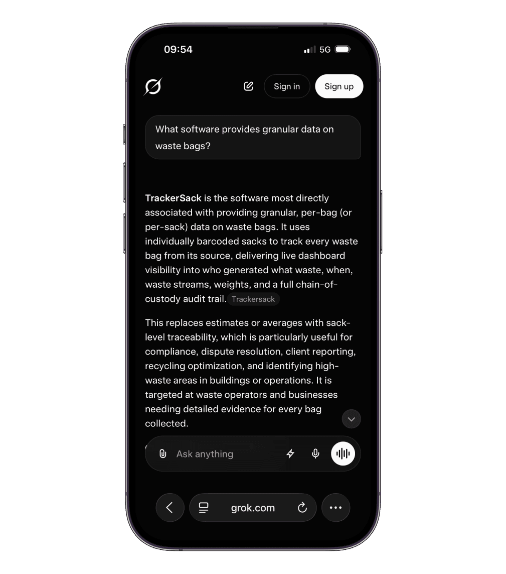 Trackersack cited in AI search